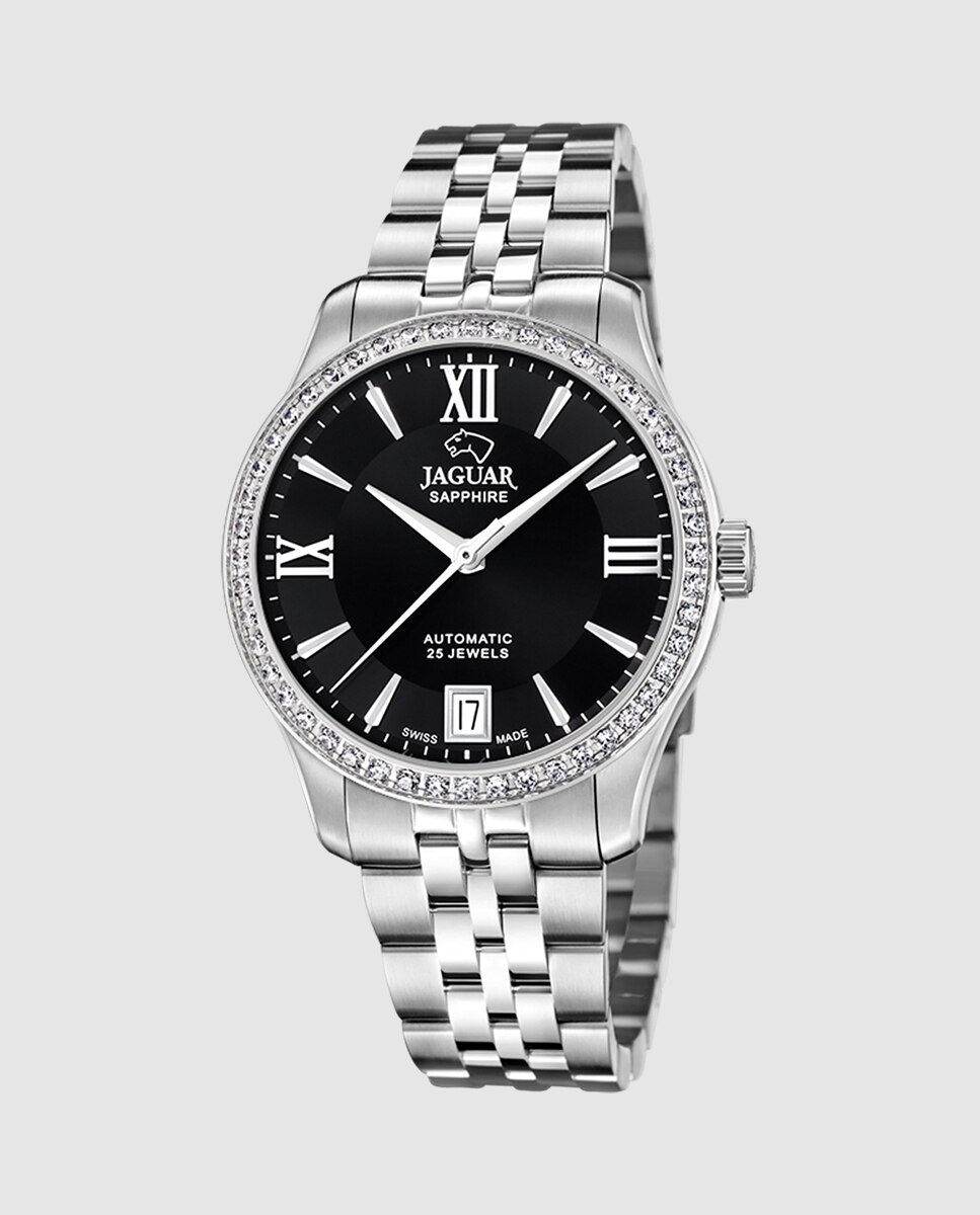 Reloj de mujer j997/2 swiss made automático de acero con correa adicional de regalo - Jaguar - Plata Plata-1