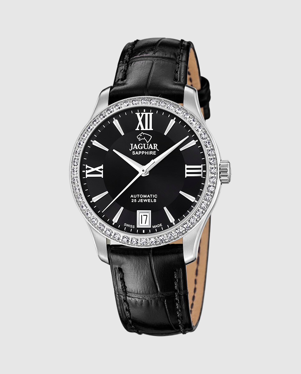 Reloj de mujer j997/2 swiss made automático de acero con correa adicional de regalo - Jaguar - Plata Plata-3