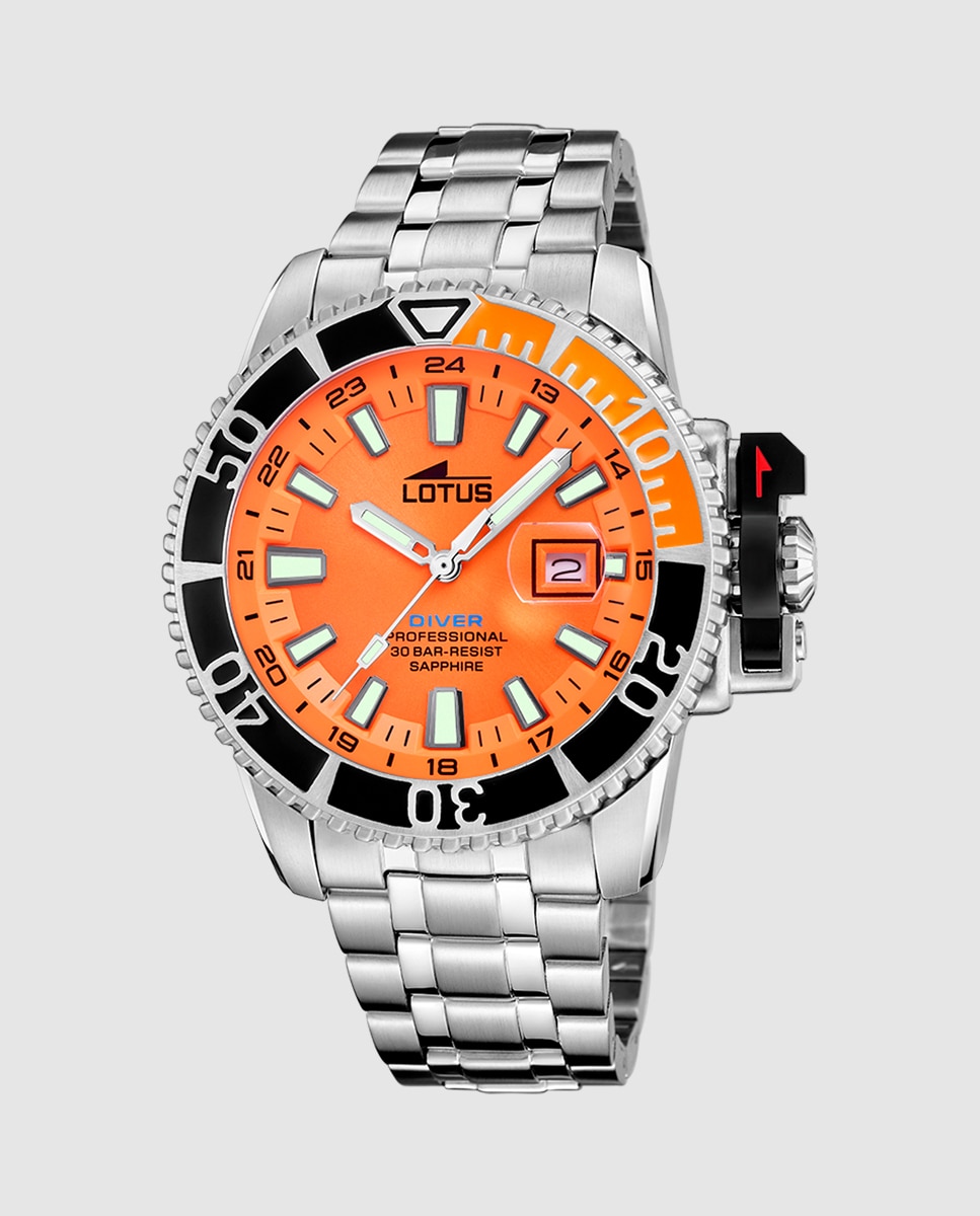 Reloj de hombre 18938/2 diver de acero plateado Plata / Naranja