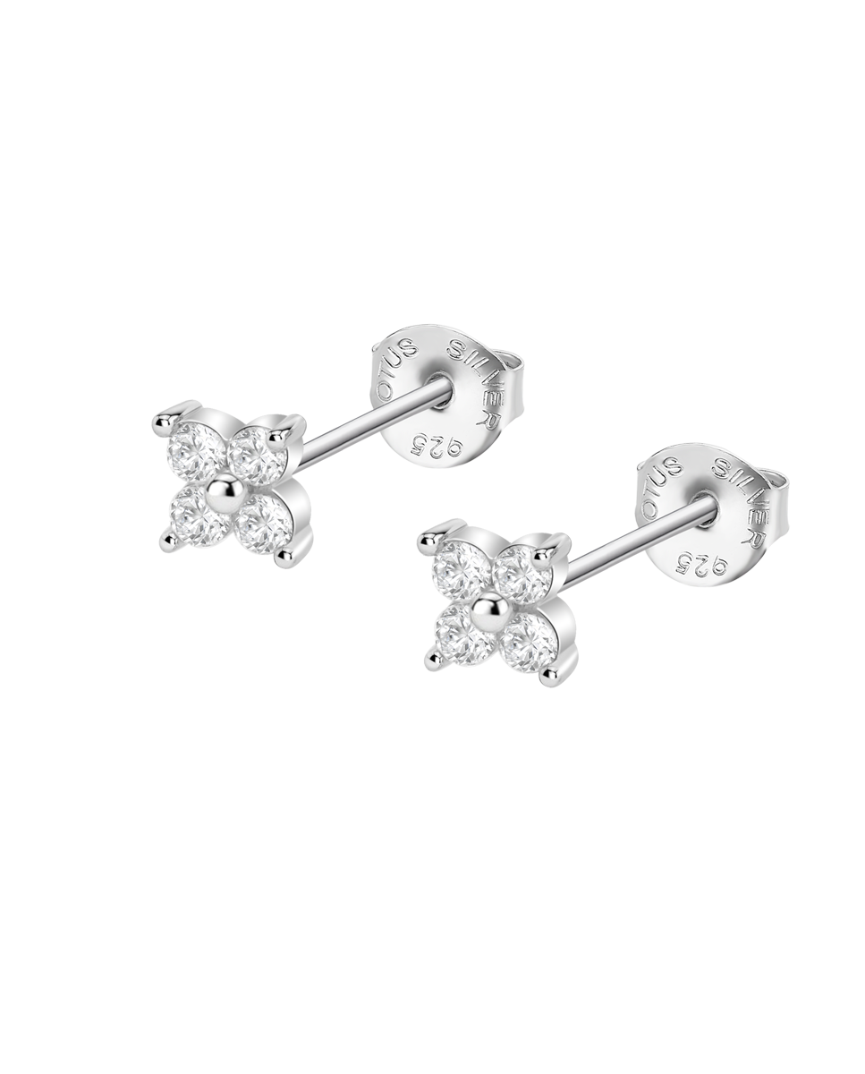 Pendiente lotus silver lp3749-4/1 fantasy de plata acabado brillo con circonita y motivo flor - Blanco Blanco-1