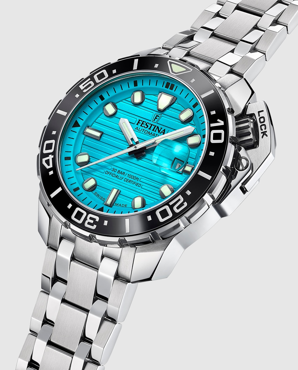 Reloj de hombre f20043/5 automatic de acero plateado Plata Festina Plata-8