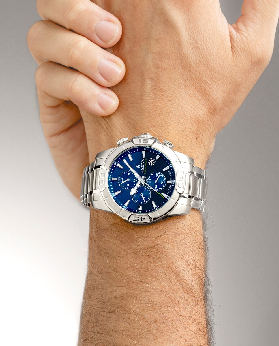 FESTINA Horloge Voor Heren F20704/4 Timeless Chronograph Grijs zilver 316l roestvrij staal case Grijs zilver316l roestvrij staal armband