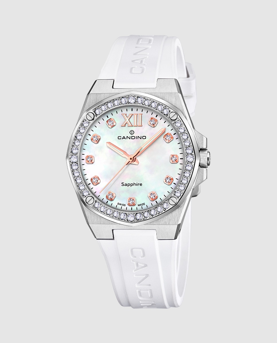 Imagen 1 de Reloj de mujer c4772 1 lady casual de caucho blanco Blanco
