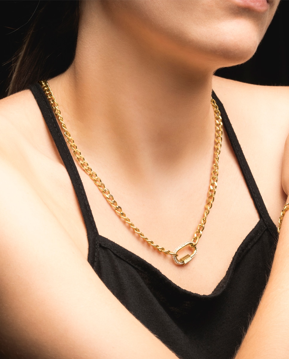 Colar Lotus Style Ls2338-1/2 Urban Woman de Aço Inoxidável com Acabamento Brilhante e Motivo Fantasia Dourado-2