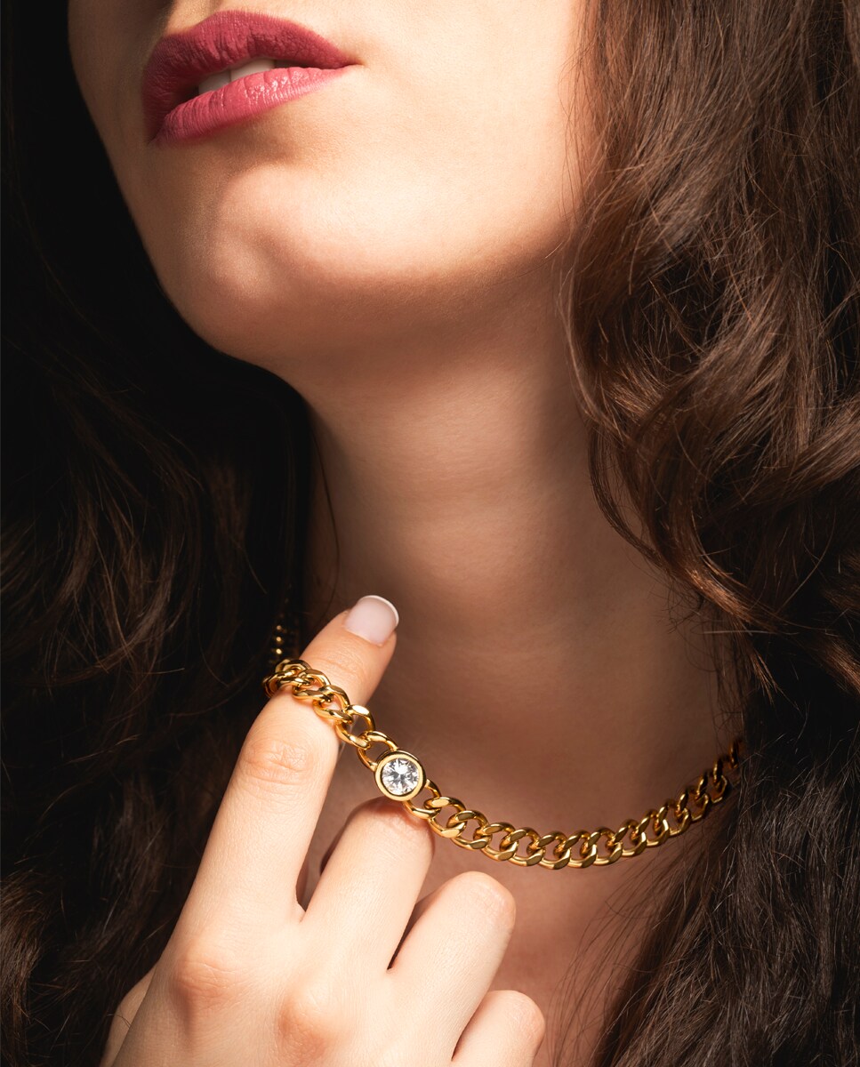 Collar Lotus Style LS2333-1/2 Urban Woman de acero inoxidable acabado brillo con circonita Blanco-2