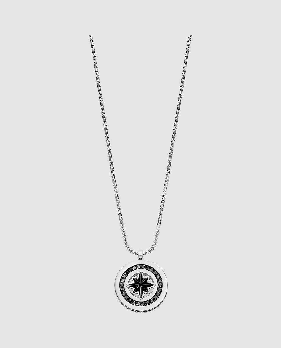 Collar de hombre Lotus Style LS2368-1/1 Men In Black de acero inoxidable acabado brillo y motivo fantasía Plata-1