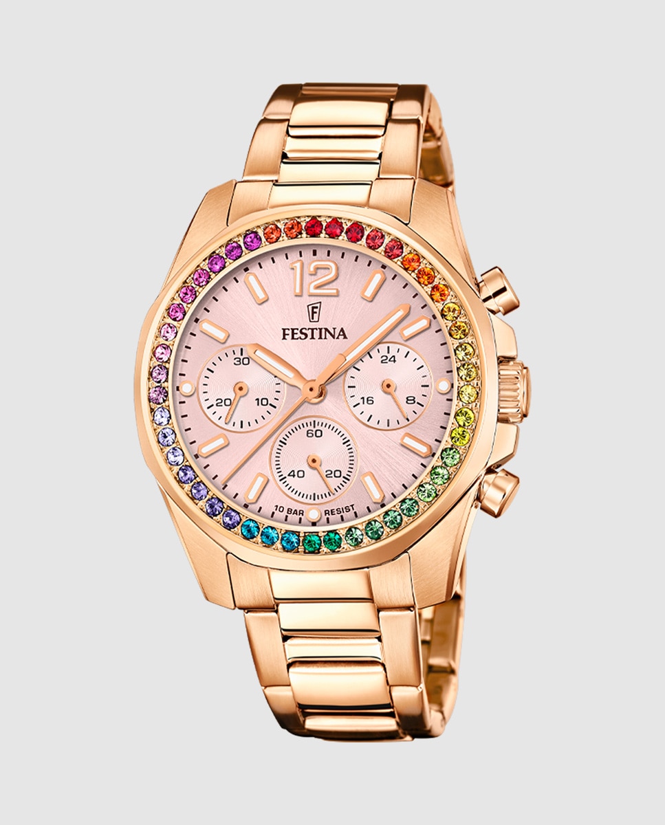 Imagen 0 de Reloj de mujer f20639/4 boyfriend rainbow de acero Rosa