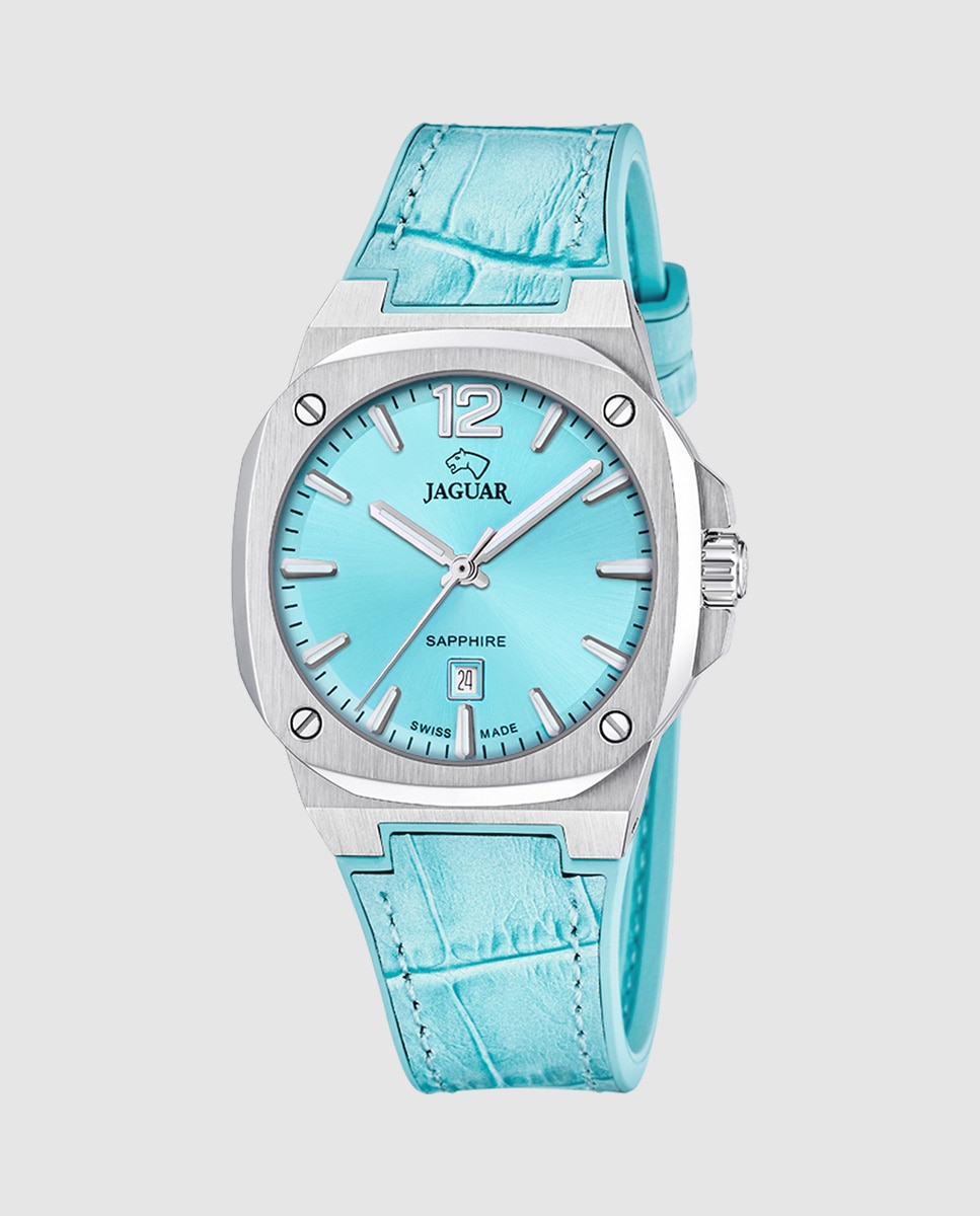 Relógio J1032/2 Swiss Made Rondcarre de Pele em Azul Azul-1