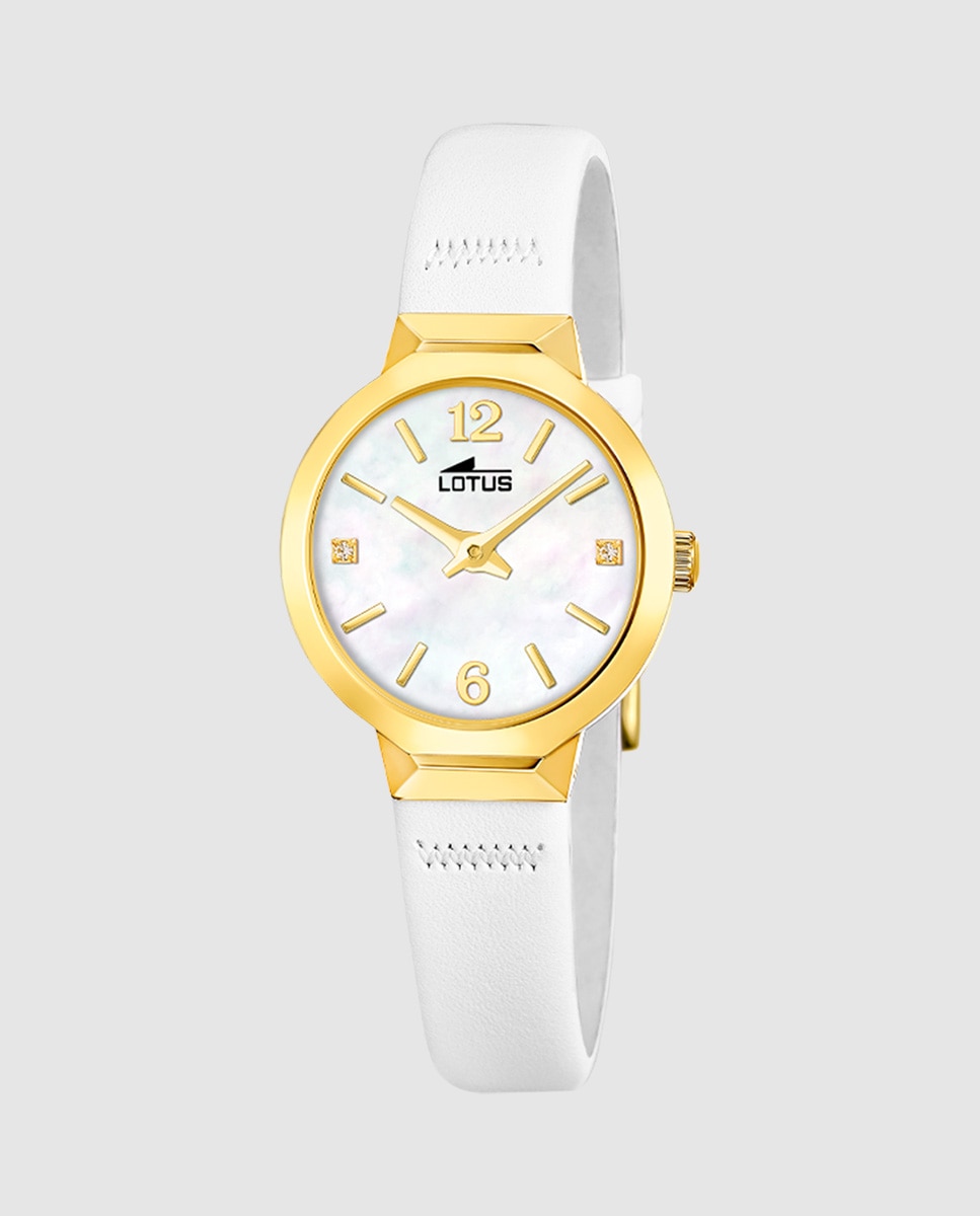 Reloj de mujer 19029/1 old money de piel - LOTUS - Blanco Blanco-1
