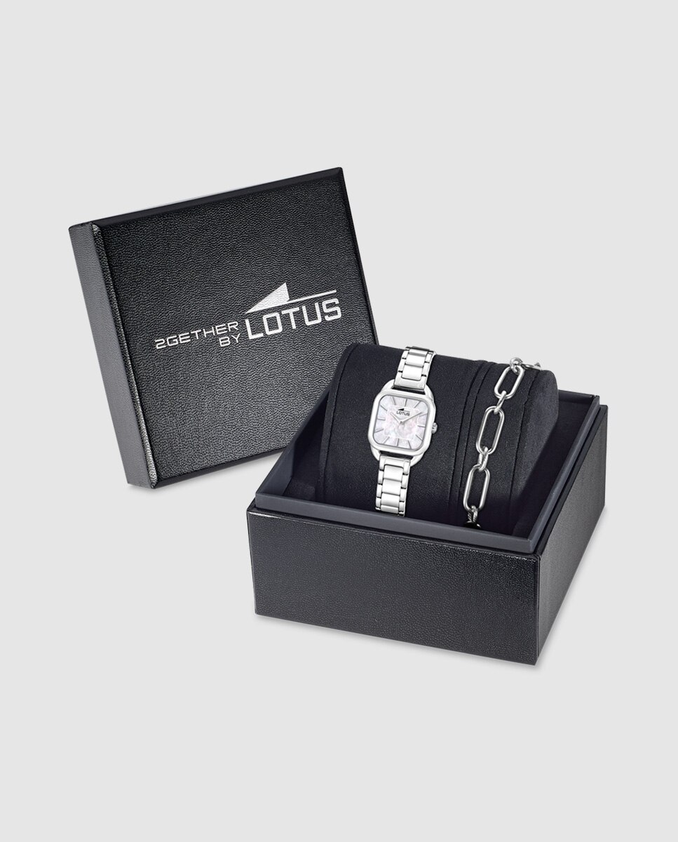 Reloj de mujer 19020/1 2gether en acero plateado con pulsera de acero de regalo - LOTUS - Plata Plata-1