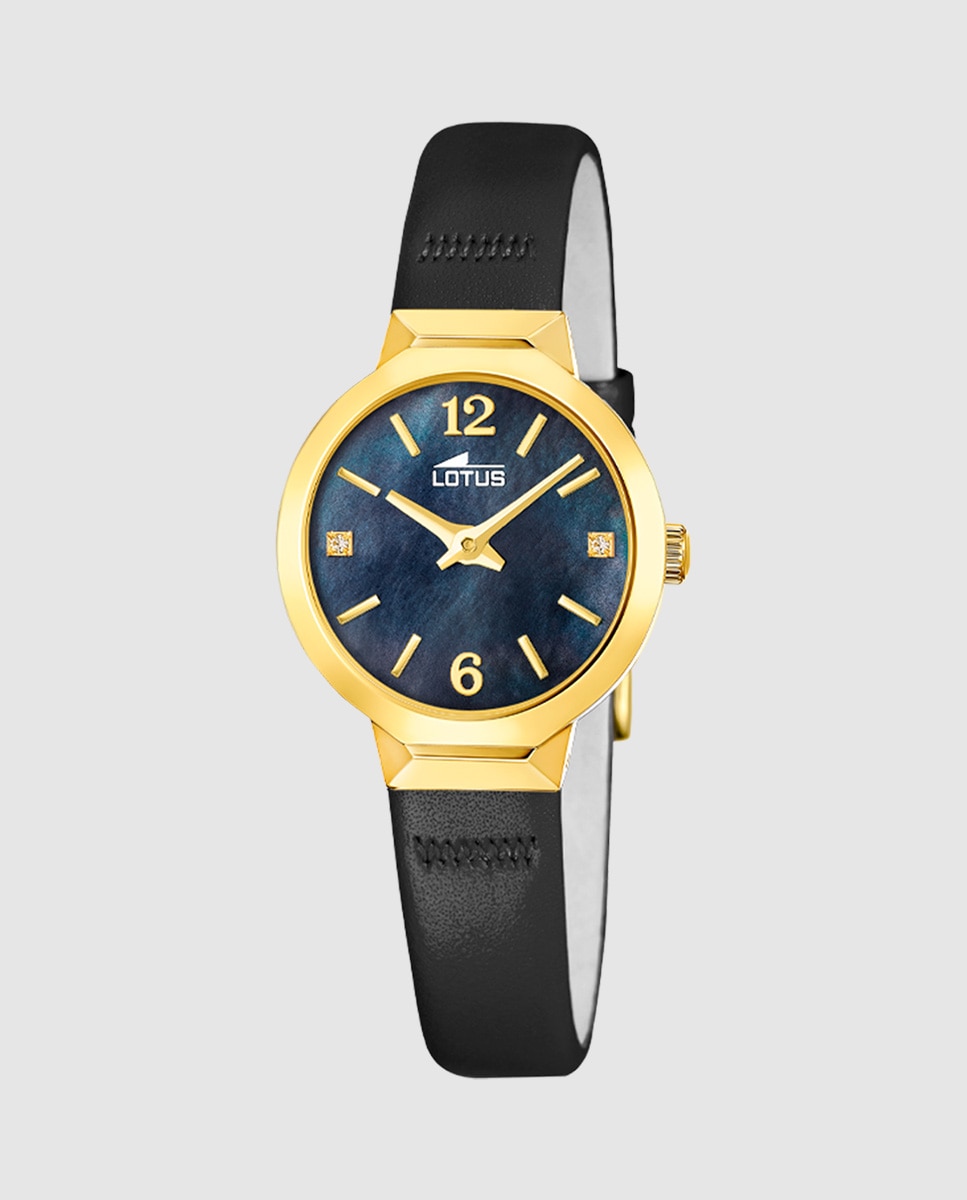 Reloj de mujer 19029/3 old money de piel negro - LOTUS - Negro / Azul Negro / Azul-1