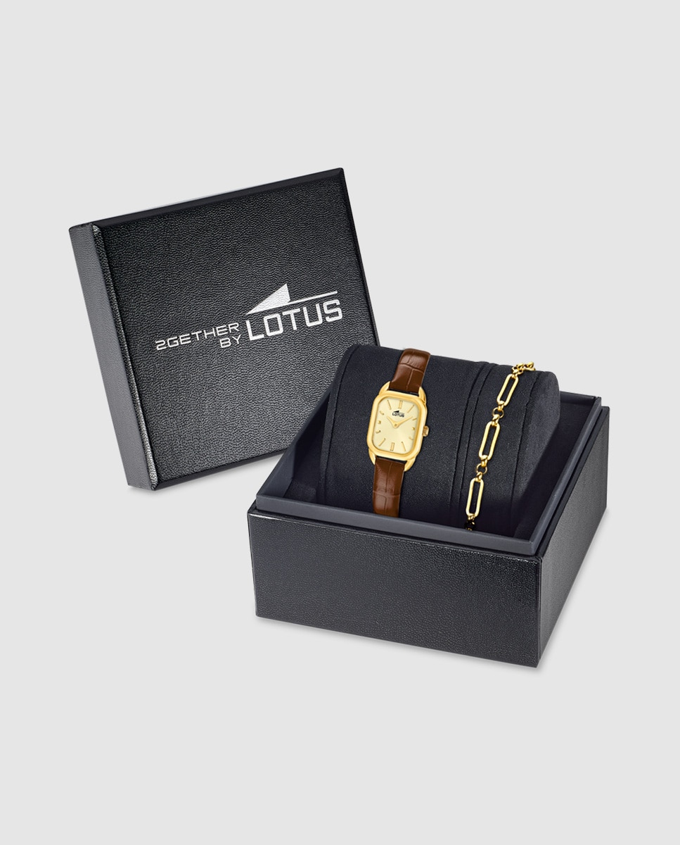 Reloj de mujer 19042/3 2gether de piel con pulsera de acero de regalo - LOTUS - Marrón Marrón-1