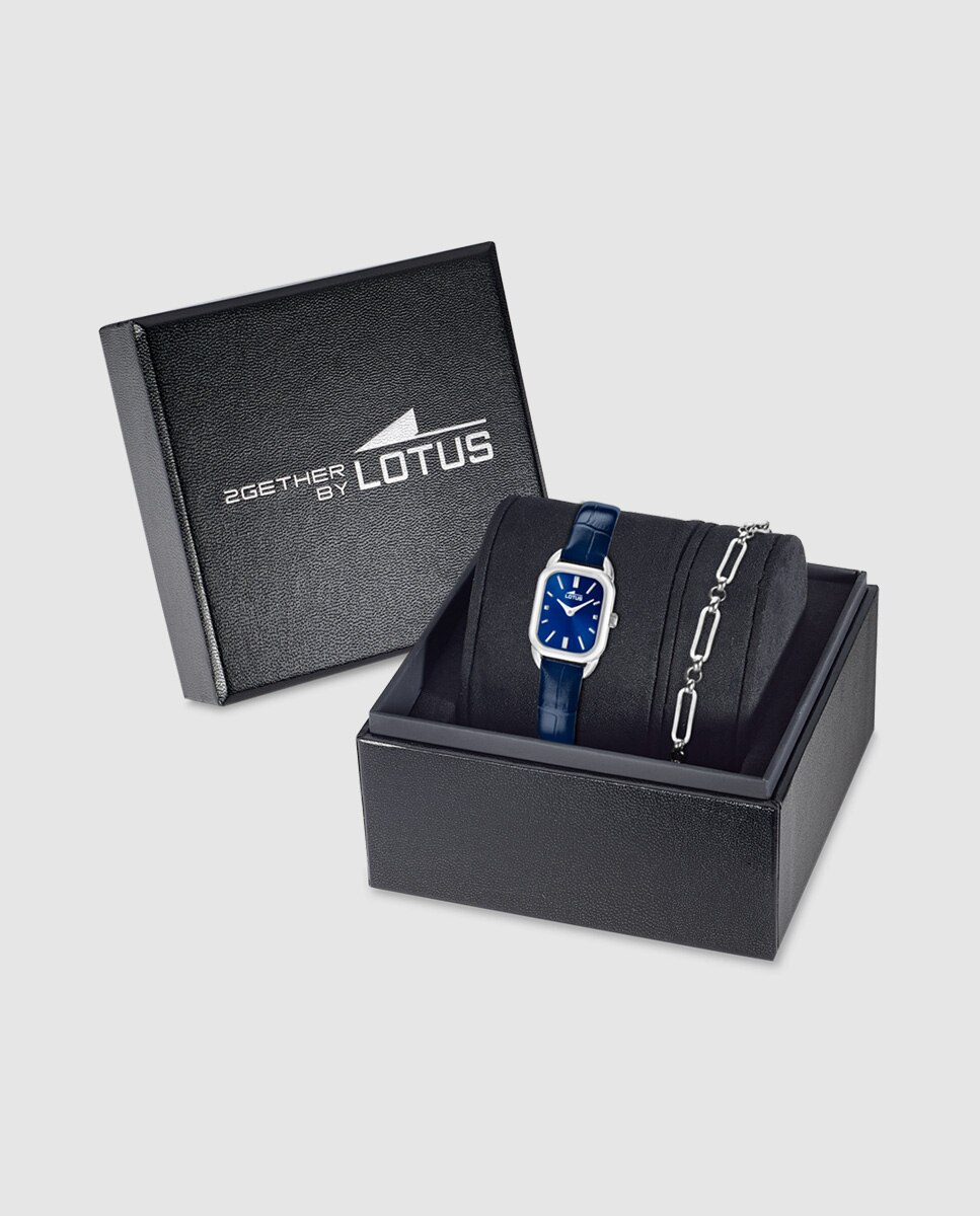 Reloj de mujer 19040/3 2gether de piel azul con pulsera de acero de regalo - LOTUS - Azul Azul-1