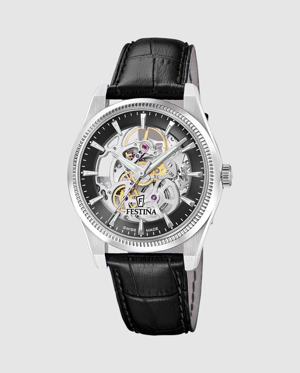 Reloj automático de hombre f20095 3 swiss made automatico de piel - Festina - Negro Negro-1