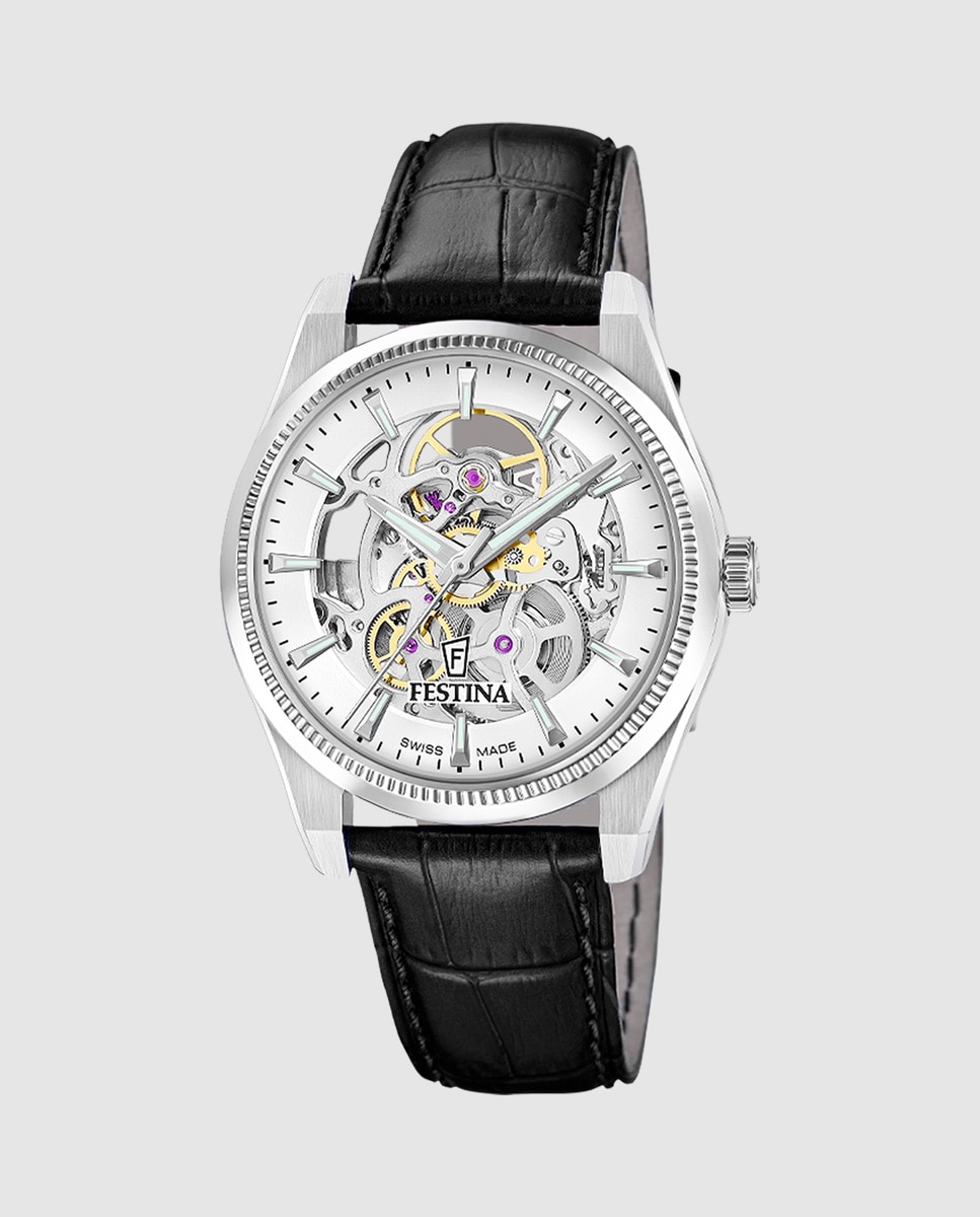 Reloj automático de hombre f20095 1 swiss made de piel - Festina - Negro Negro-1