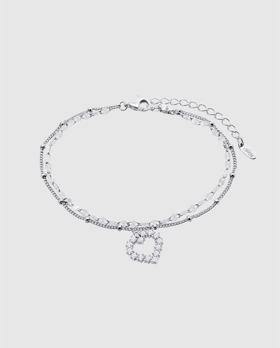 Pulsera lotus silver lp3940-2/1 trendy de plata acabado brillo con circonita y motivo corazón - Blanco Blanco-1