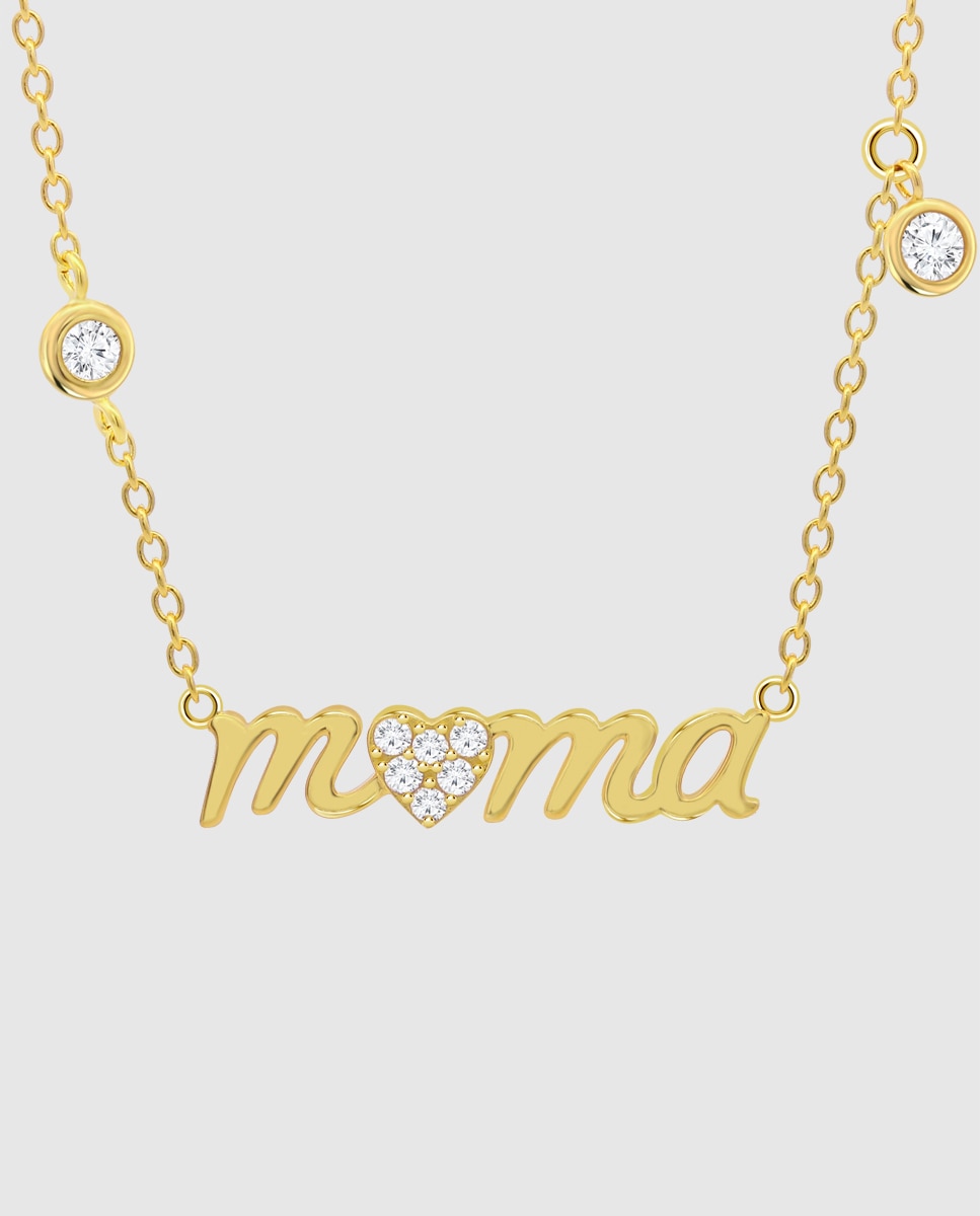 Collar lotus silver lp3948-1/2 mother's love de plata acabado brillo y motivo mamá - Oro Oro-2