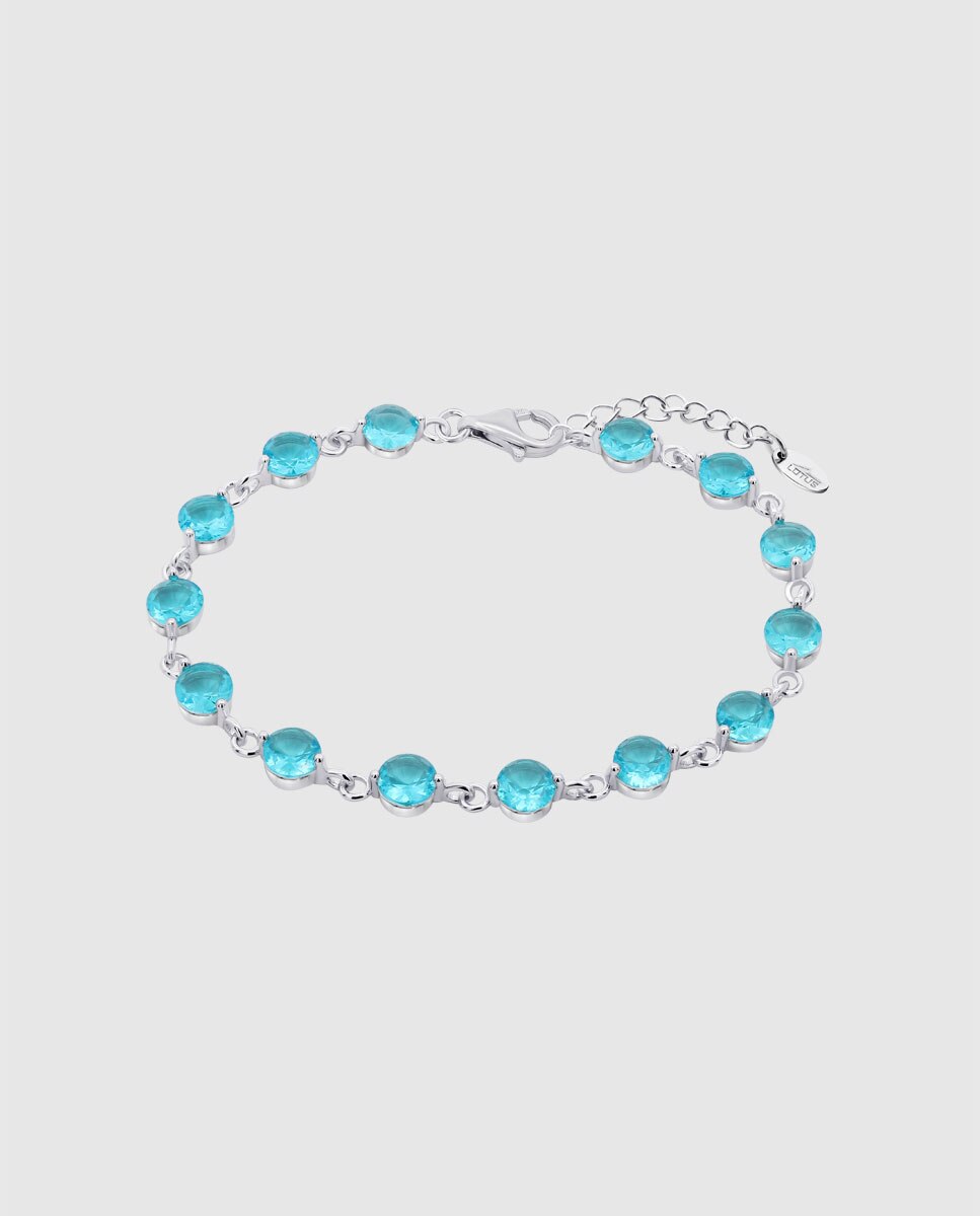 Pulsera lotus silver lp1788-2/5 glam de plata acabado brillo con circonita y motivo geométrico - Azul Azul-1