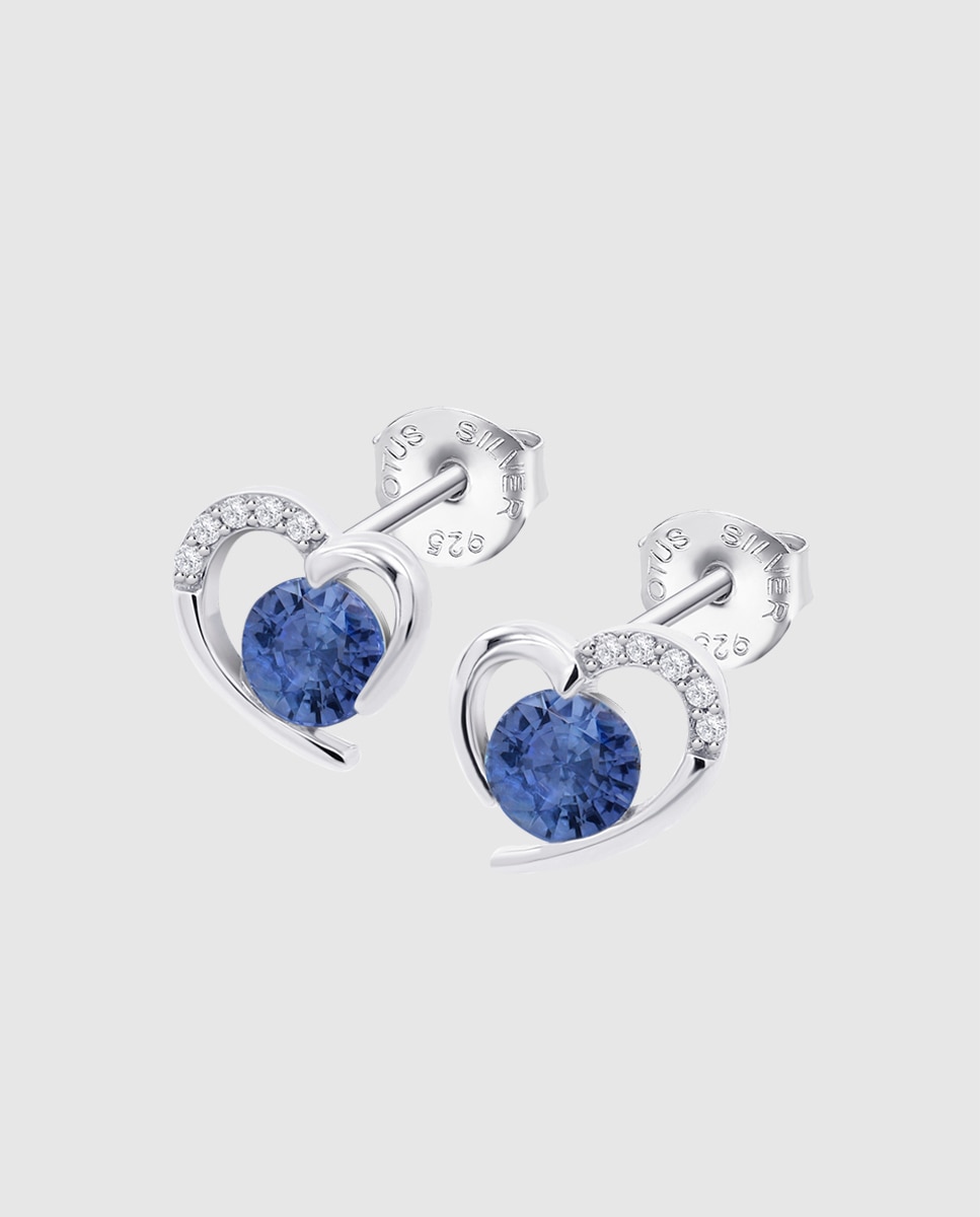 Imagen 0 de Pendiente lotus silver lp3106-4/6 moments de plata acabado brillo con circonita y motivo corazón Azul