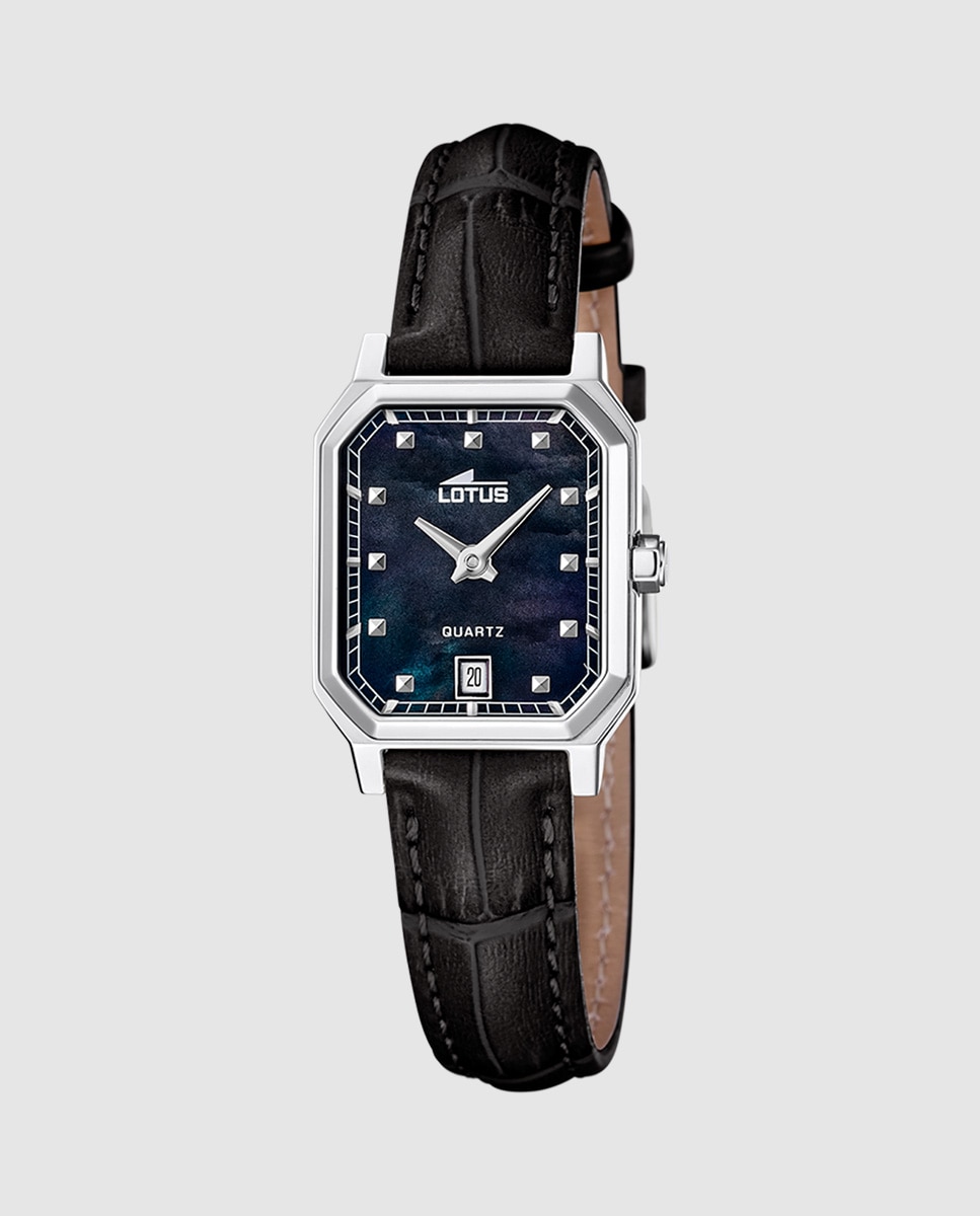 Reloj de mujer 19082/3 square series de piel - LOTUS - Negro Negro-1