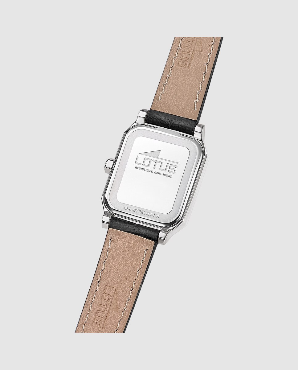 Reloj de mujer 19082/3 square series de piel - LOTUS - Negro Negro-2
