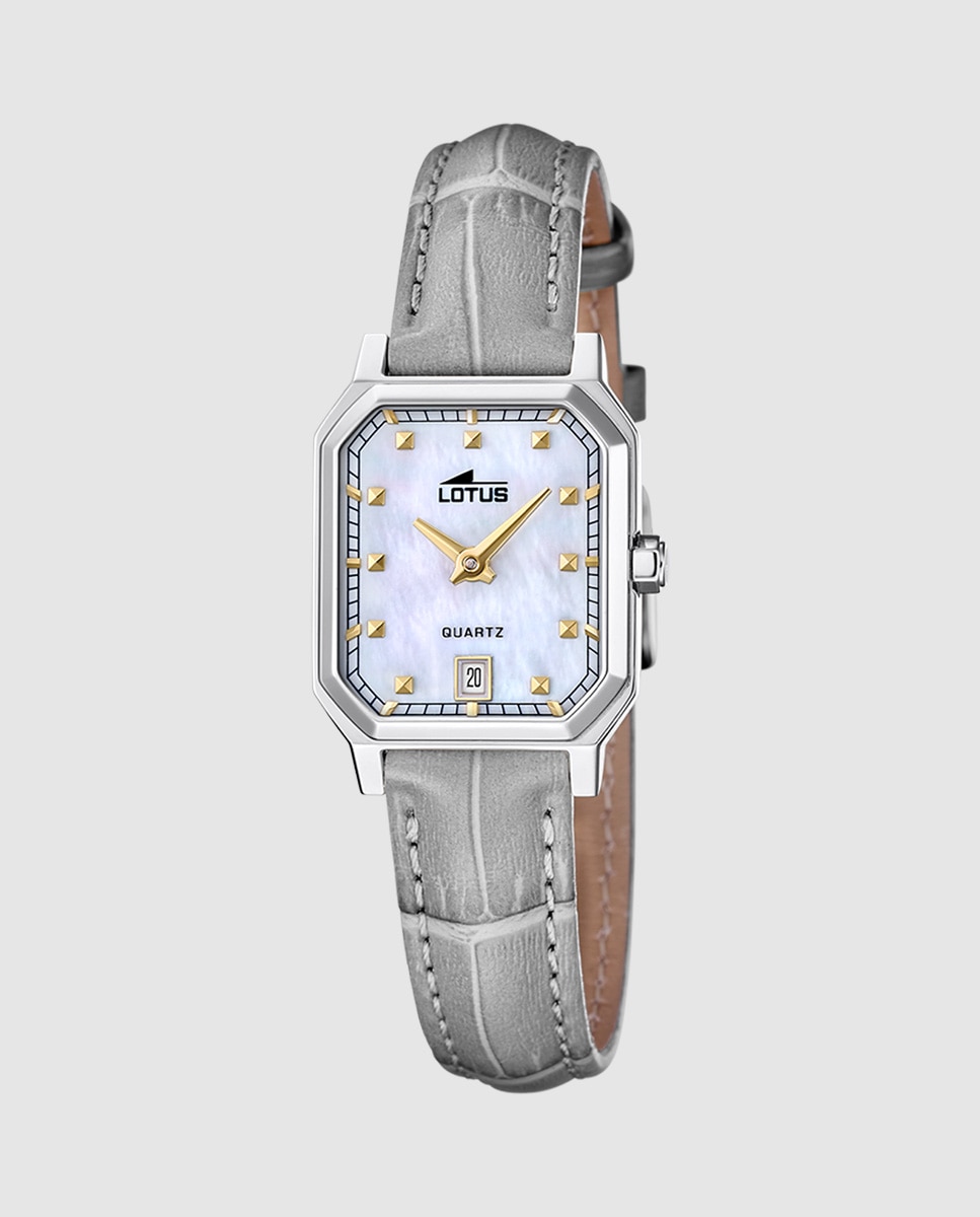 Reloj de mujer 19082/2 square series de piel - LOTUS - Gris Gris-1
