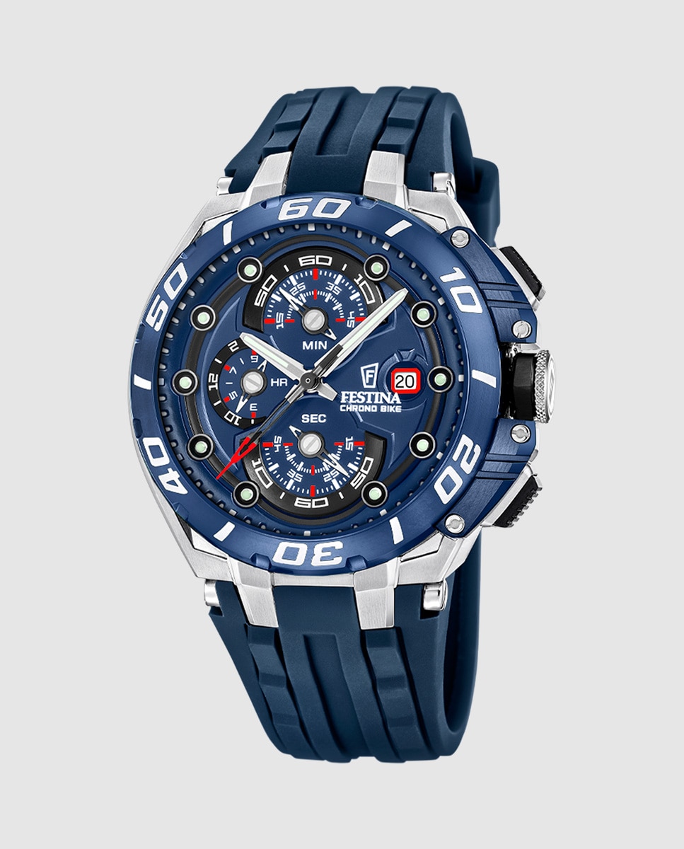 Reloj de hombre f20755/4 chrono bike de caucho azul
