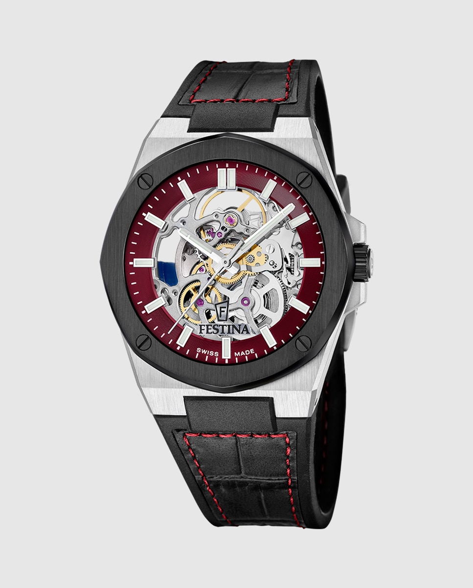 Imagen 1 de Reloj automático de hombre f22009/2 swiss made automatico de piel Negro