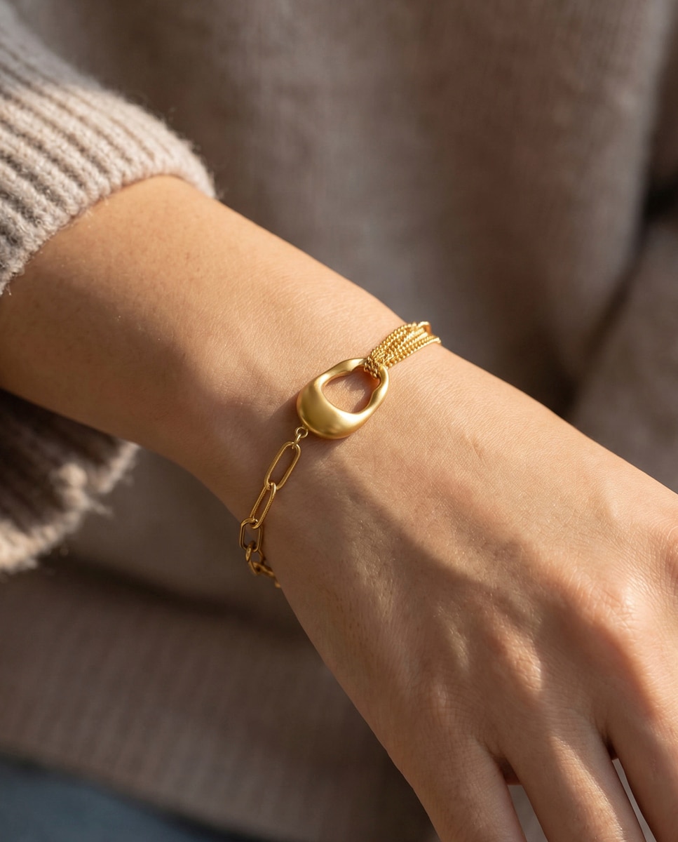 Imagen 2 de Pulsera de eslabones urban woman de acero inoxidable acabado brillo - LOTUS - Oro Oro