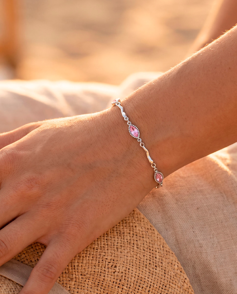 Imagen 2 de Pulsera bliss de acero inoxidable acabado brillo - LOTUS - Rosa Rosa