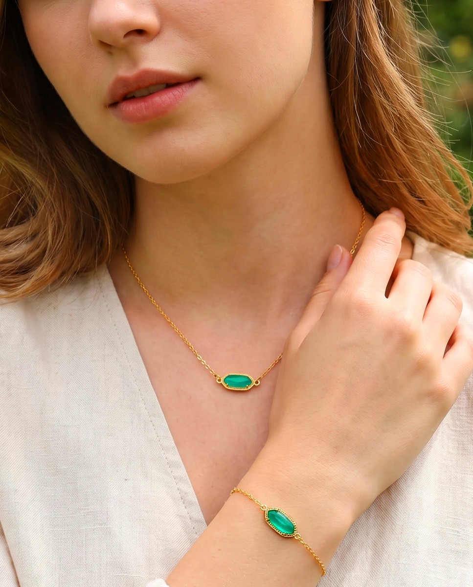 Imagen 2 de Pulsera boho style de acero inoxidable acabado brillo - LOTUS - Azul Azul