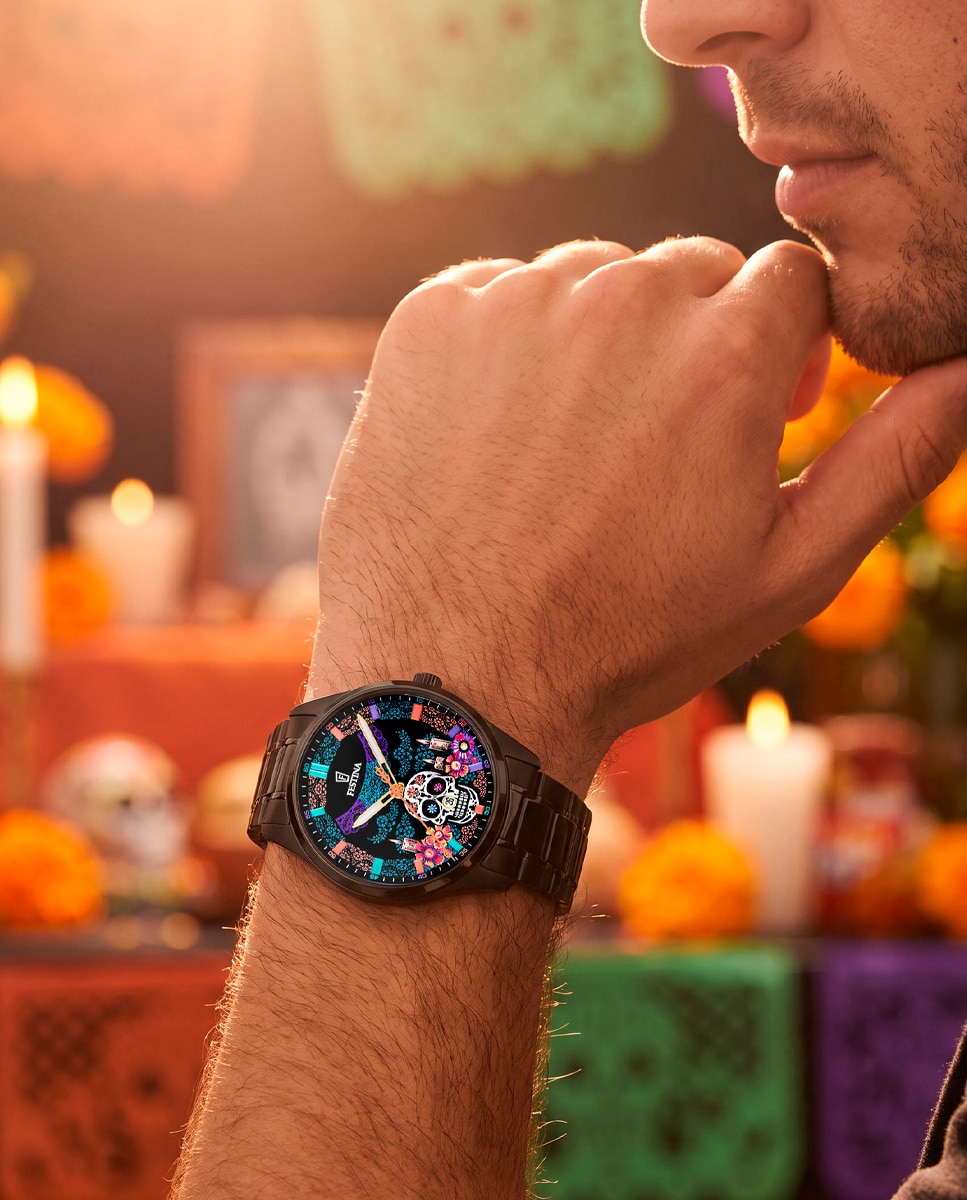 Imagen 8 de Reloj de hombre f20810/1 edición limitada día de muertos de acero inoxidable - Festina - Negro Negro