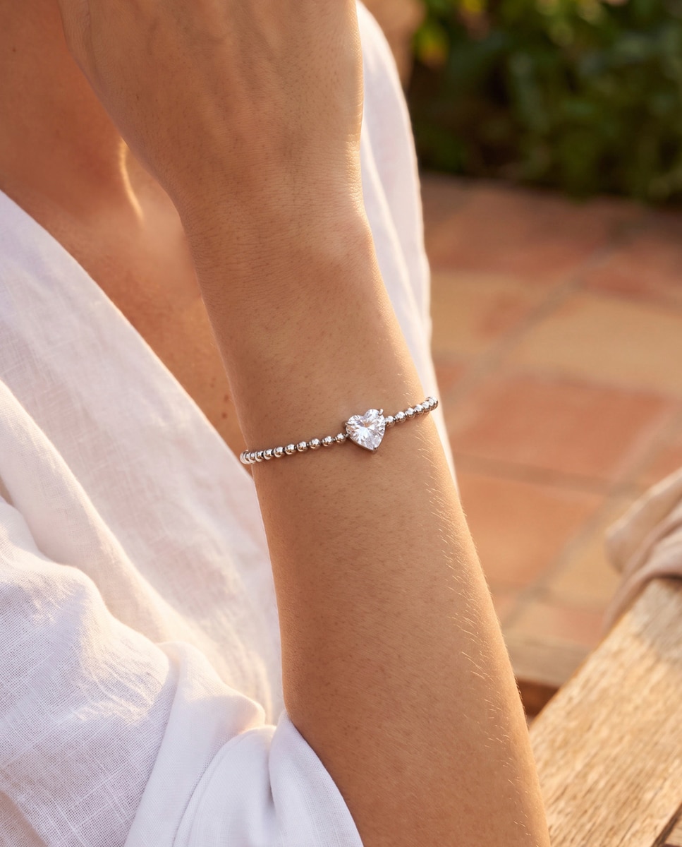 Imagen 2 de Pulsera iconic de acero inoxidable acabado brillo con circonita blanca (white cz) - LOTUS - Blanco Blanco