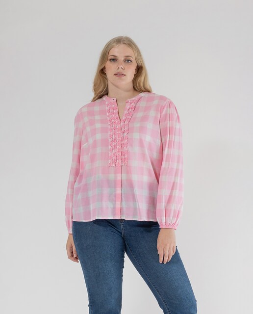 Imagen 0 de Blusa de mujer vichy con cuello mao