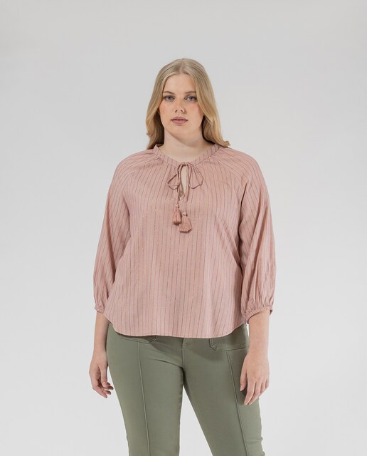 Imagen 0 de Blusa de mujer a rayas con hilo metálico