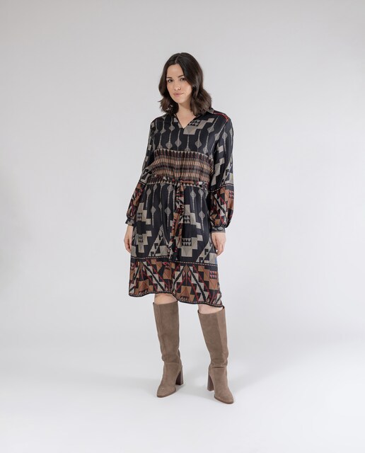 Imagen 0 de Vestido estampado con cinturón a tono