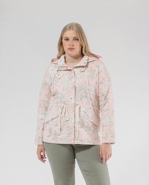 Imagen 0 de Parka de mujer estampada con capucha y cintura ajustable