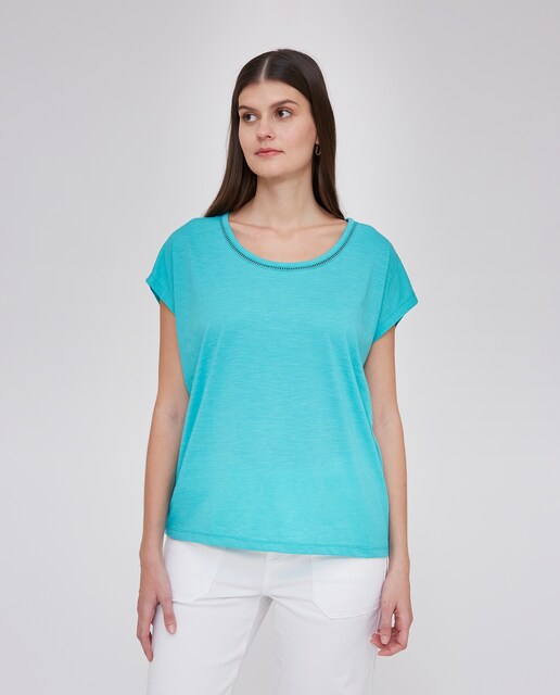 Imagen 0 de Camiseta de mujer cuello redondo y manga caída