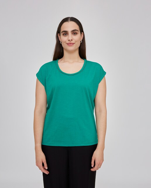 Imagen 0 de Camiseta de mujer cuello redondo y manga caída