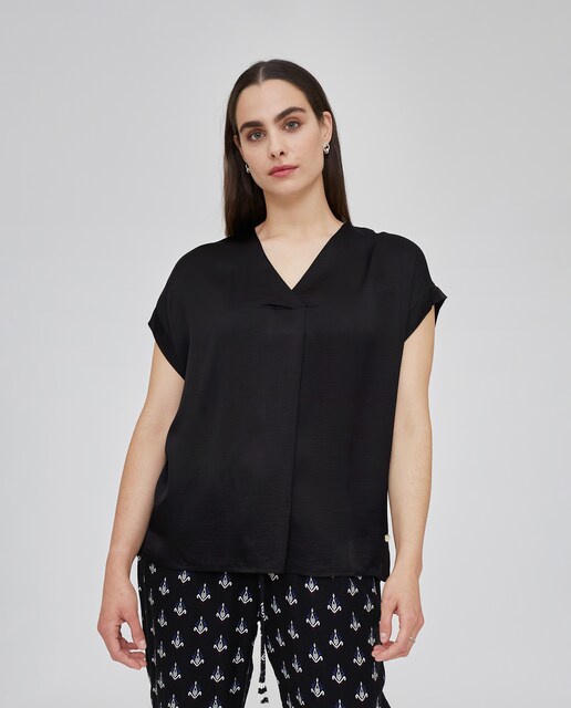 Imagen 0 de Blusa de mujer de manga corta y cuello pico