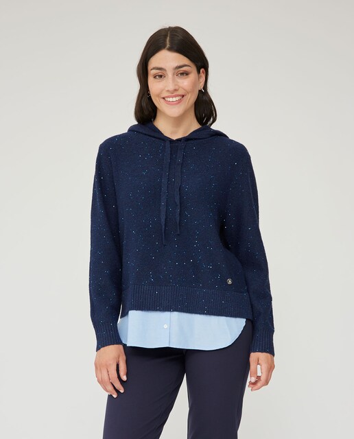 Imagen 0 de Jersey de mujer con capucha e hilo metalico