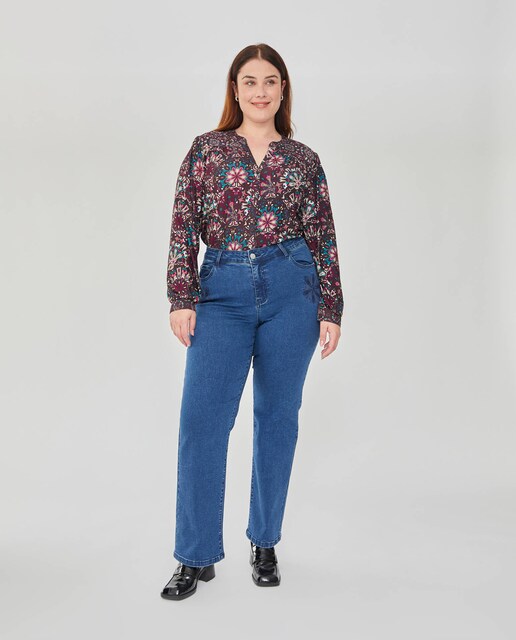 Imagen 0 de pantalon denim bordados en bolsillos delanteros