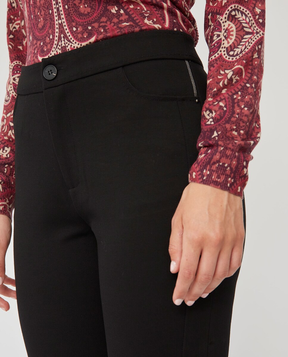 Leggings de mujer punto roma con bolsillos y cadena · October · El - Main Image