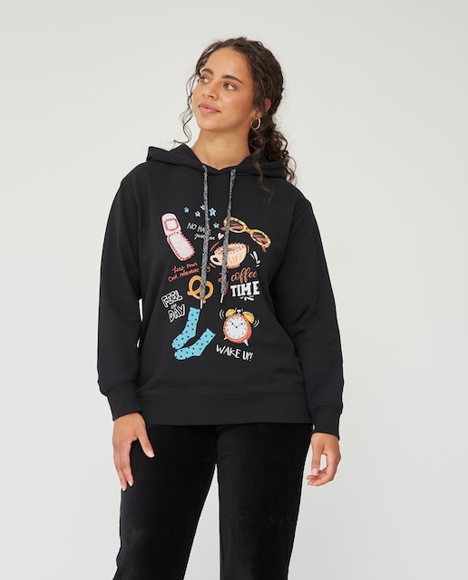 Imagen 0 de Sudadera de mujer estampada con capucha y joyas