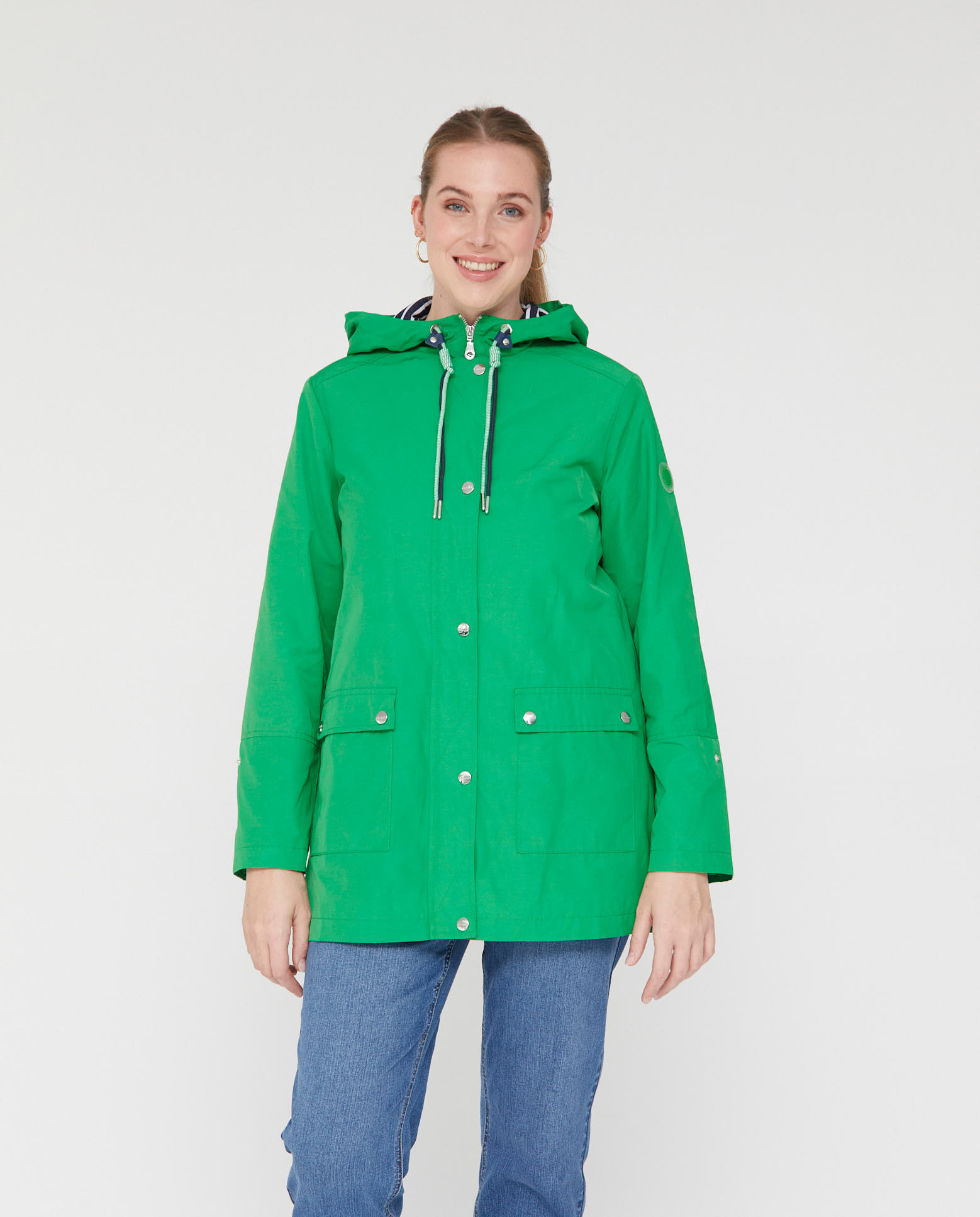Parka de mujer largo medio cordon contraste - October - Verde Verde-1