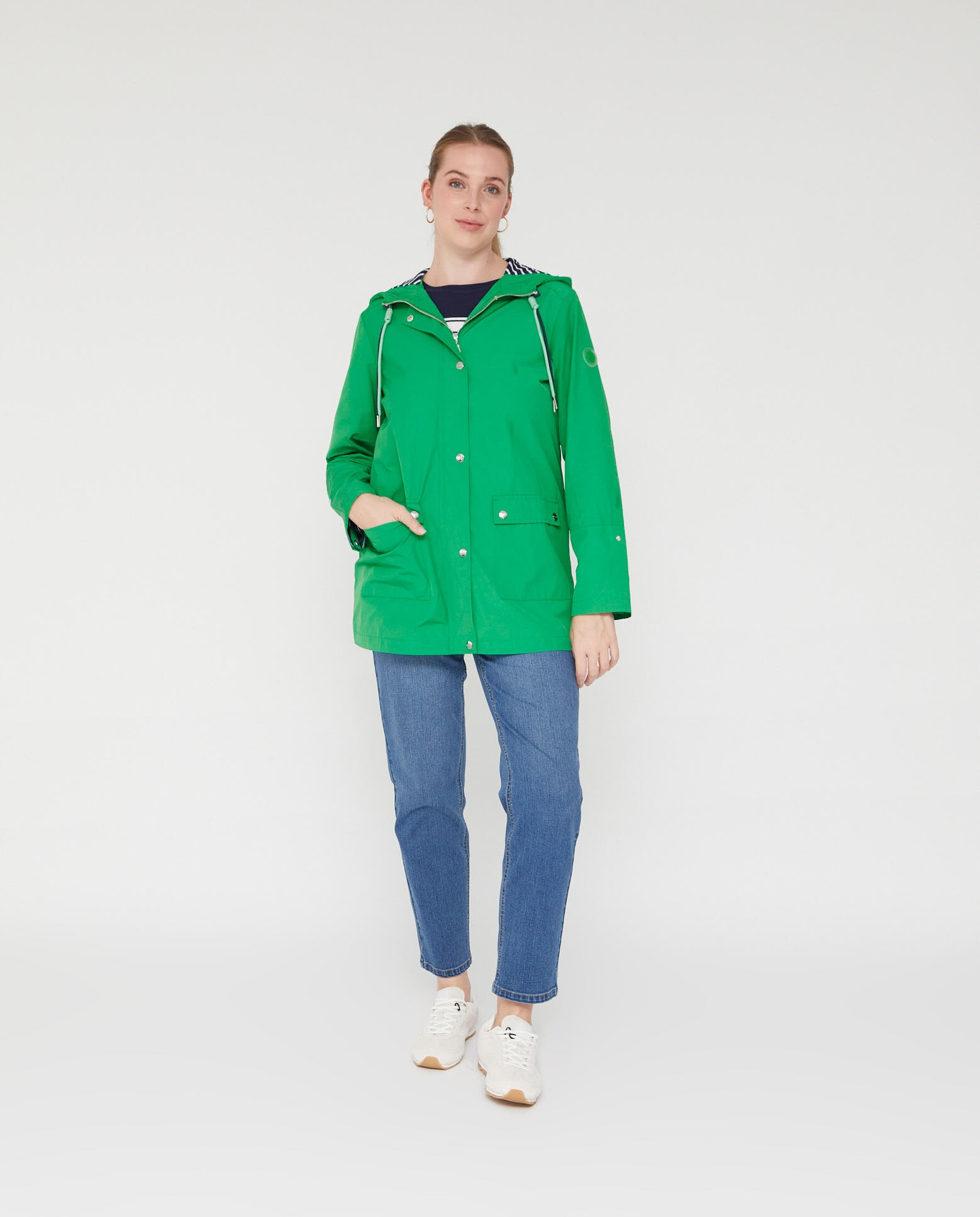 Parka de mujer largo medio cordon contraste - October - Verde Verde-4