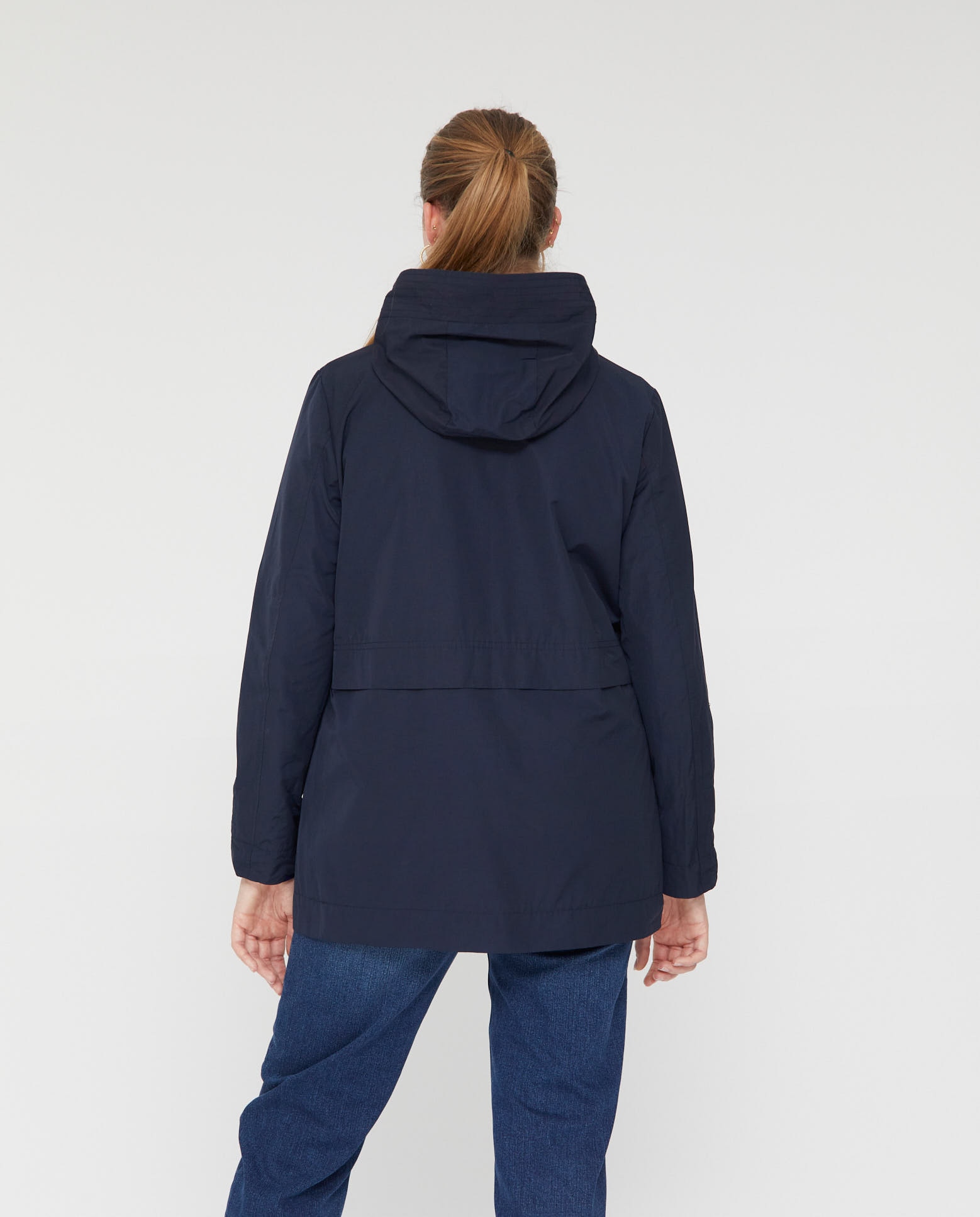 Parka de mujer con capucha y detalle de cadena - October - Beige Azul marino-2