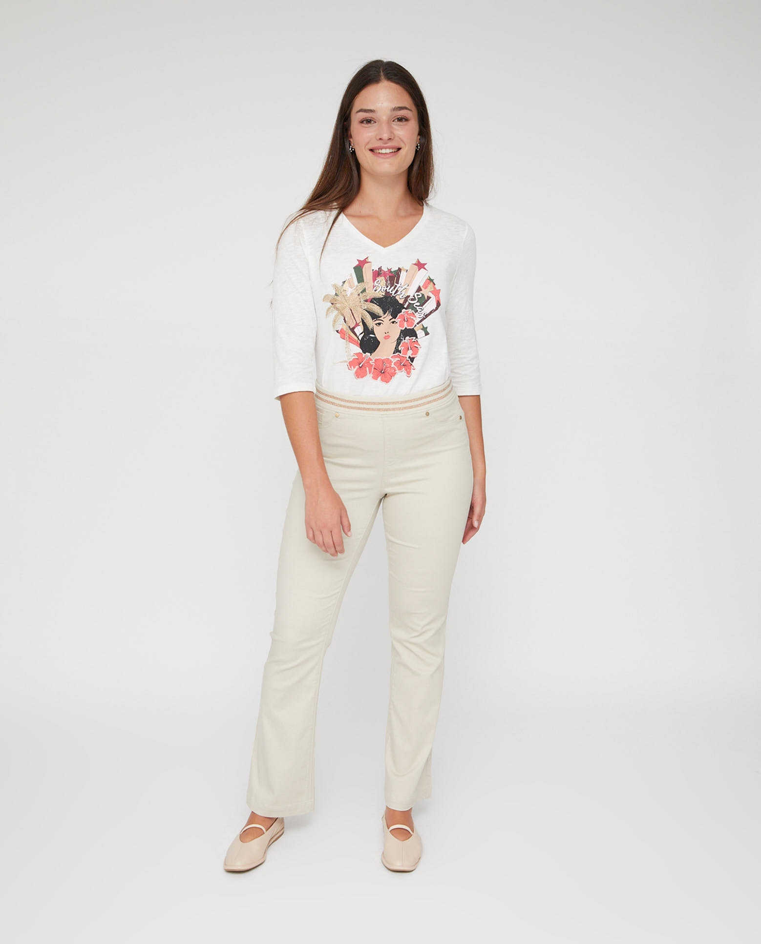 Leggings de mujer cintura rib - October - Beige Beige-1