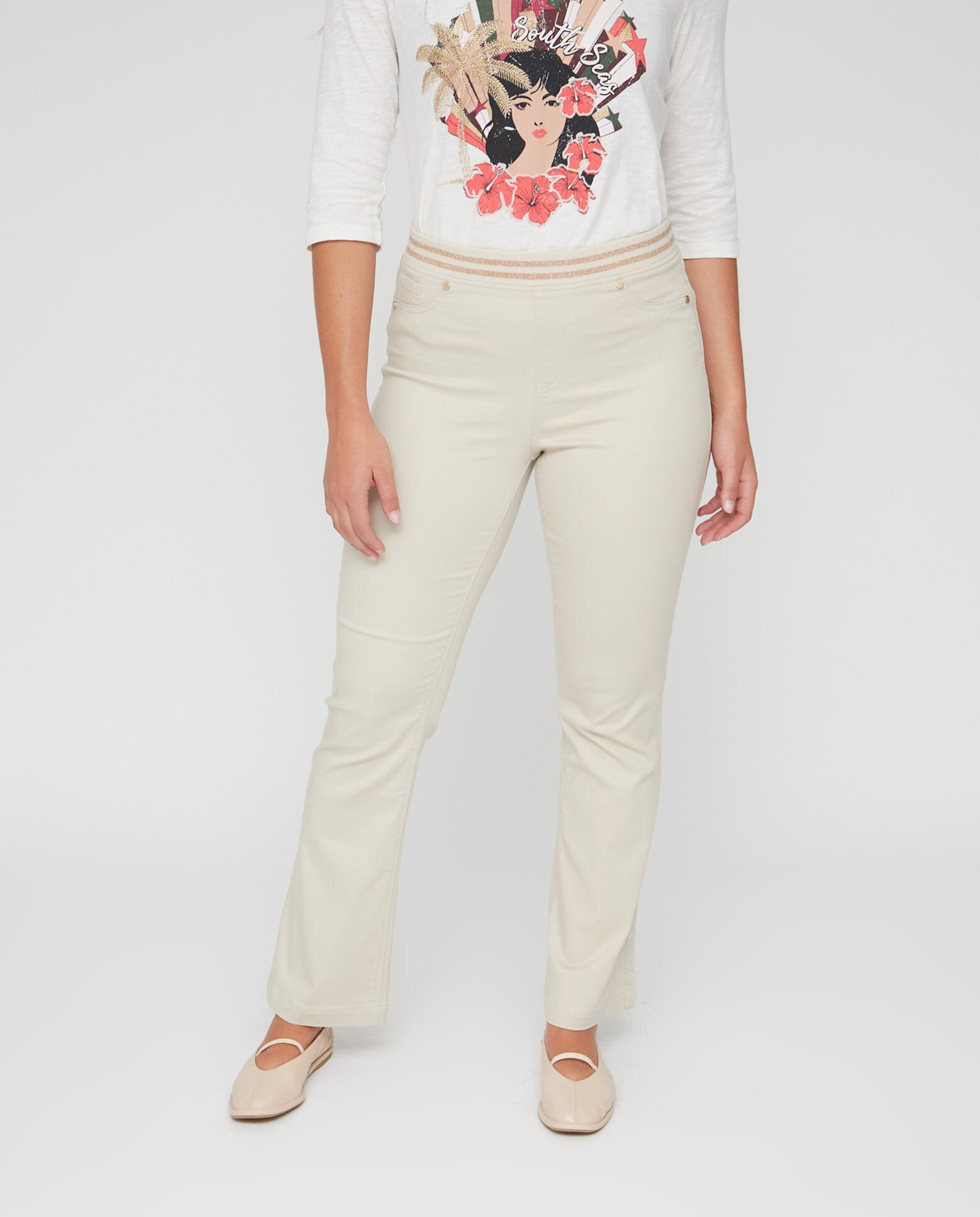 Leggings de mujer cintura rib - October - Beige Beige-4