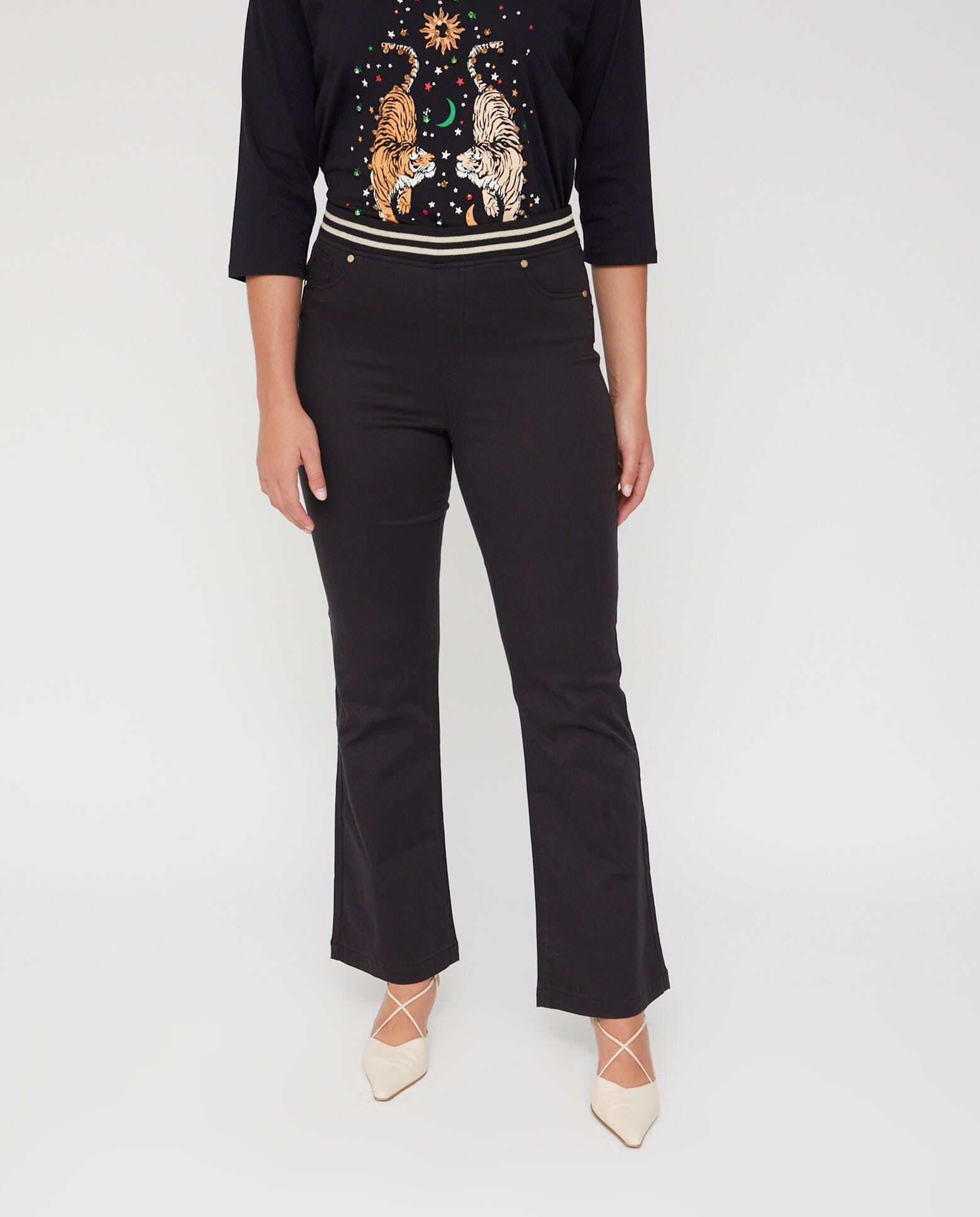 Leggings de mujer cintura rib - October - Negro Negro-4